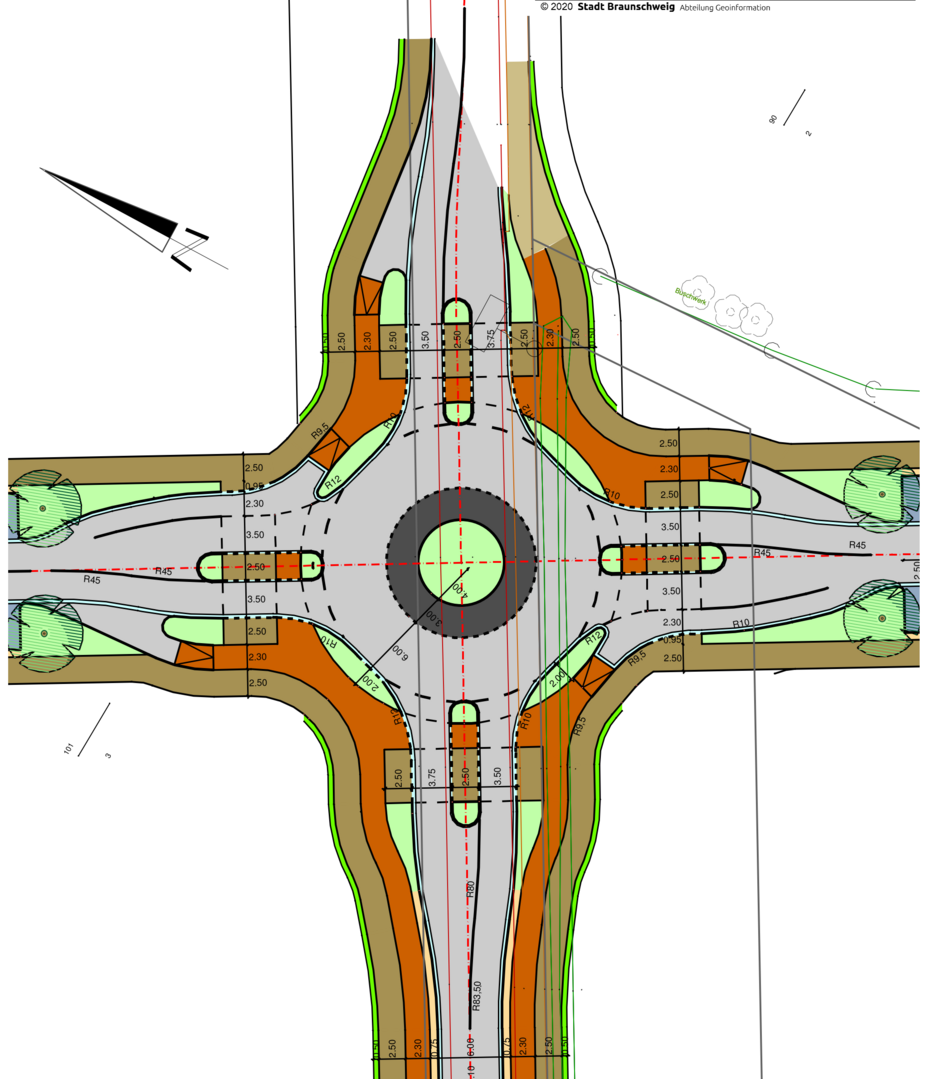 Verbesserte Planung für den östlichen Kreisverkehr, Endzustand Verbesserte Planung für den östlichen Kreisverkehr, Endzustand