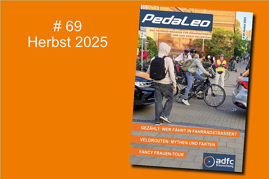 Titel PedaLeo 69 Das Bild zeigt die Titelseite der Pedaleo-Ausgabe 69, Herbst 2025